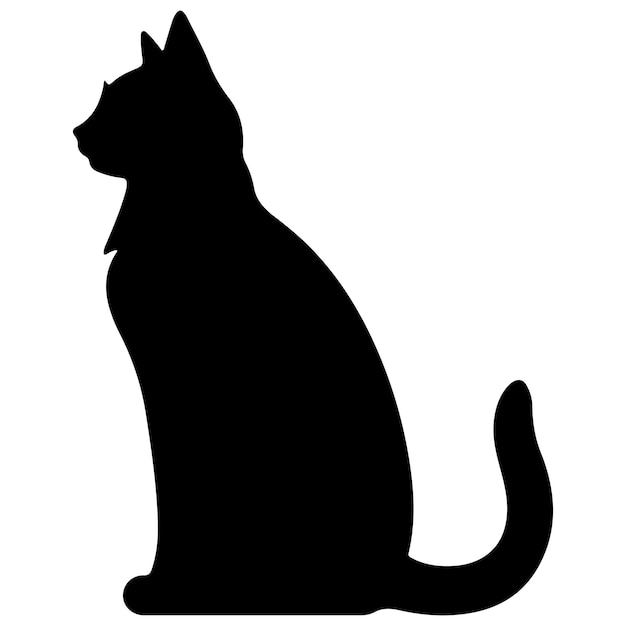 A black silhouette of a Cat clip vector art