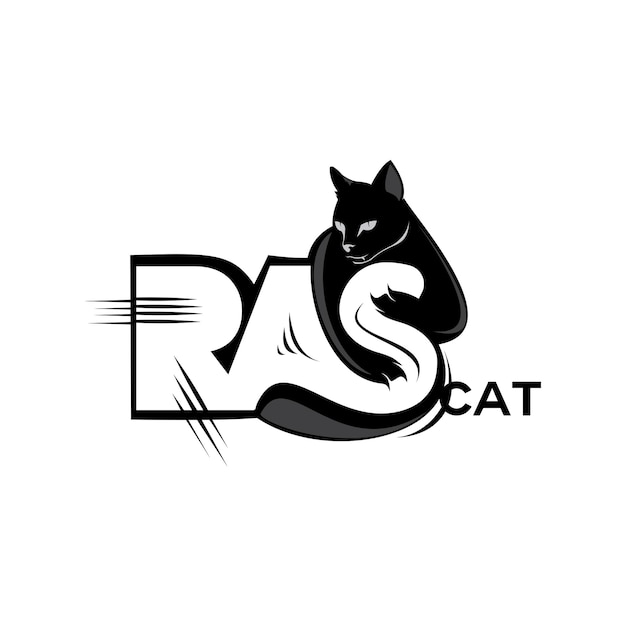 Black silhouette of cat Vector illustration