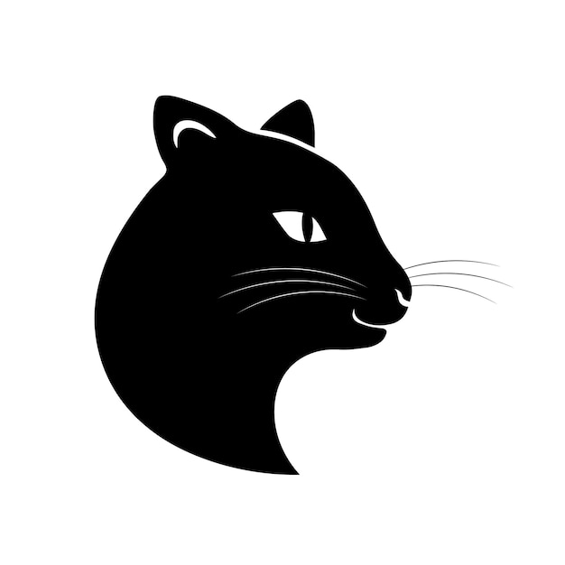 Black silhouette of a cat on a white background