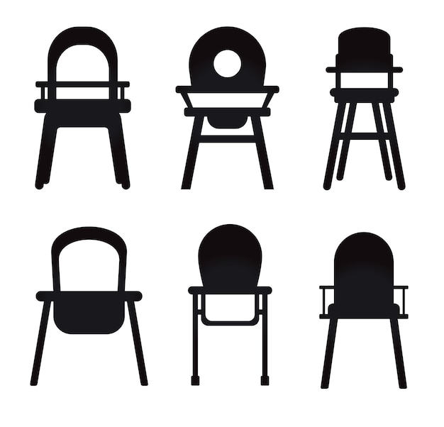 白い背景で隔離の椅子の黒いシルエット 椅子のシルエット 黒いシルエット