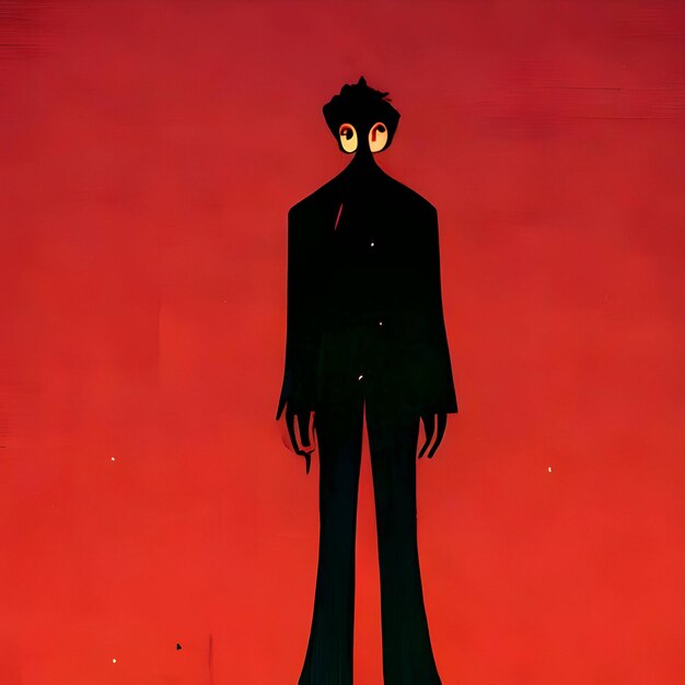 Black silhouette of a creature on red background