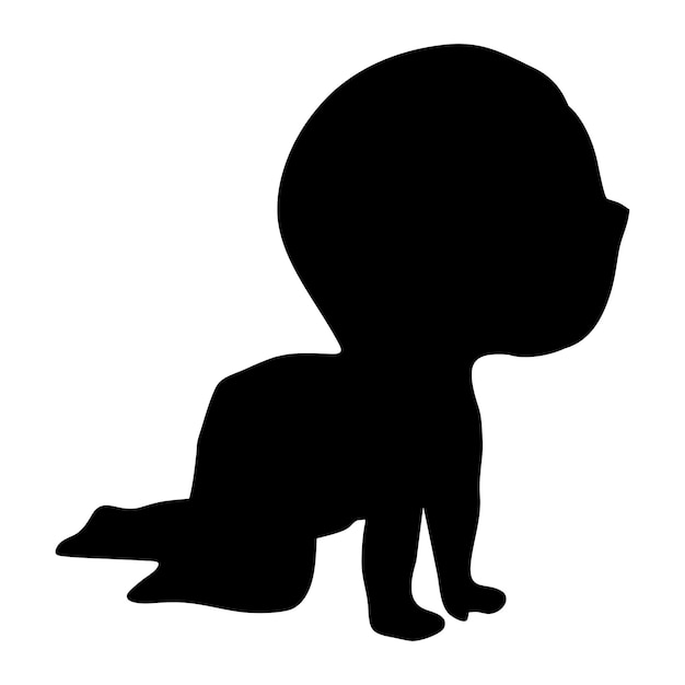 Vector black silhouette of a cute adorable baby