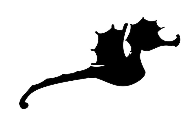 Vector black silhouette cute adorable seahorse cartoon sea animal design flat vector illustration isolated on white background.