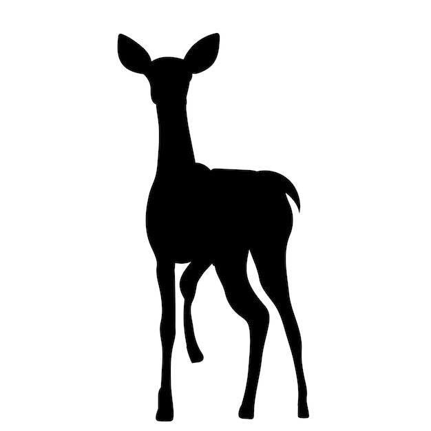 Black silhouette deer, isolated, vector