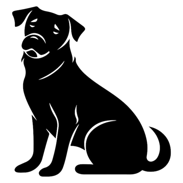 Una silhouette nera di un sketch clip art di un cane