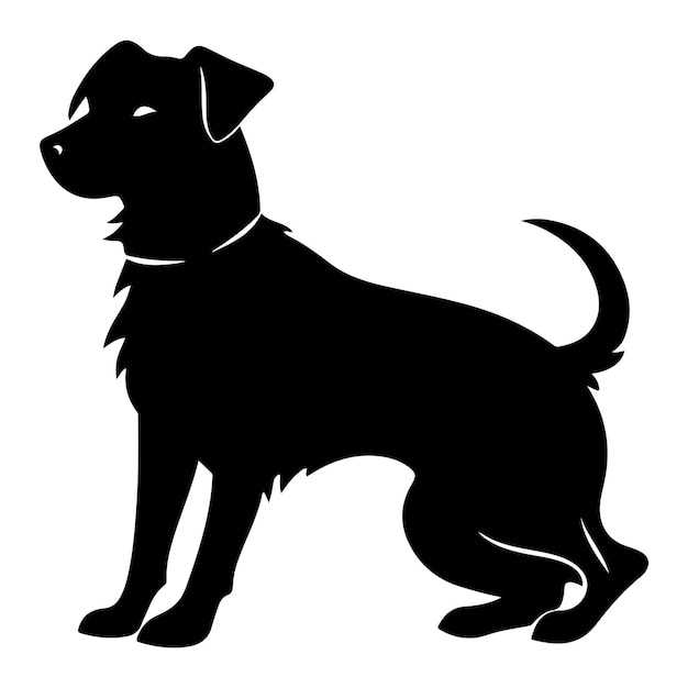 A black silhouette of a dog vector clip art