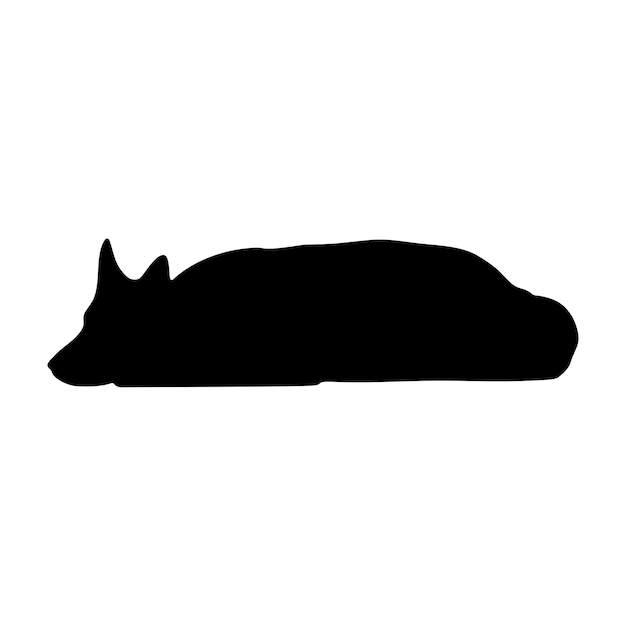 Black silhouette of a dog on a white background