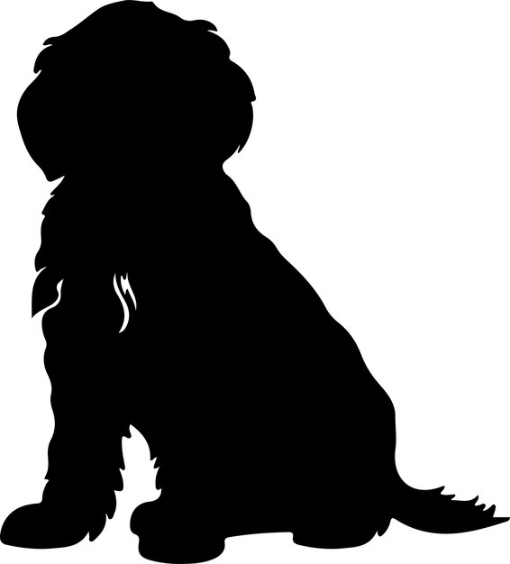 Vector a black silhouette of a dog with a lion head on it