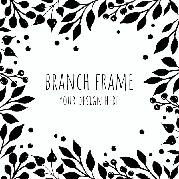 Black silhouette elements branches frame