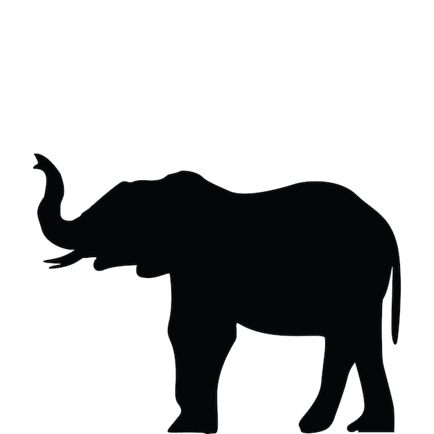 A black silhouette of a elephant with the word elephant on it