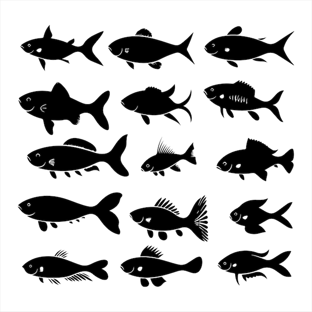 A black silhouette Fish set