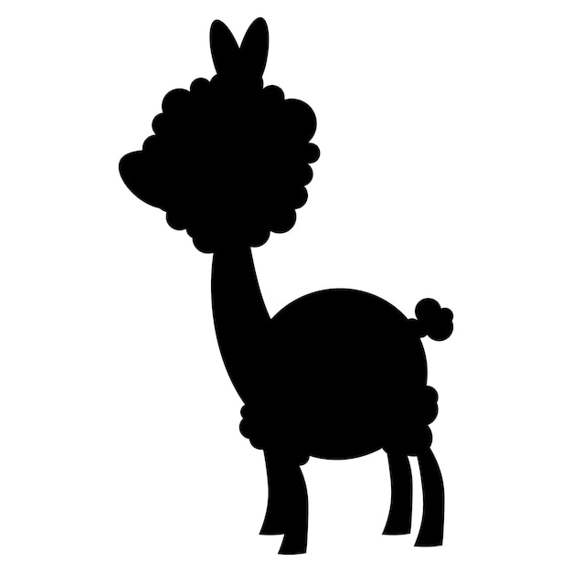 Black silhouette of a fluffy llama