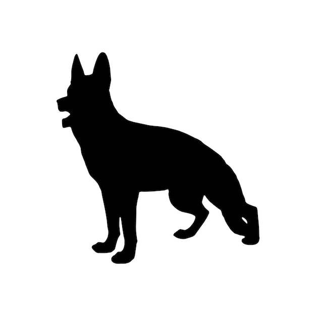 Vector black silhouette of german shepherd dog on a white background vector illustration