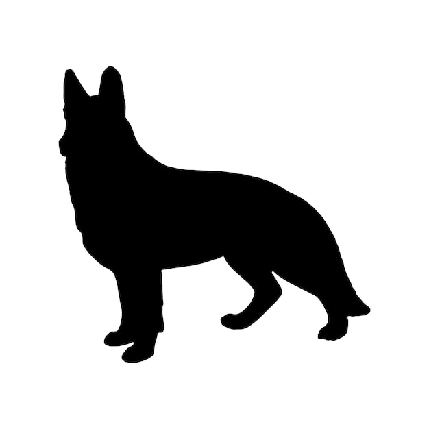 Vector black silhouette of german shepherd dog on a white background vector illustration