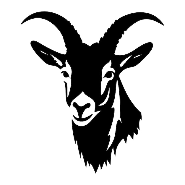 A black silhouette of a Goat clip art illustration