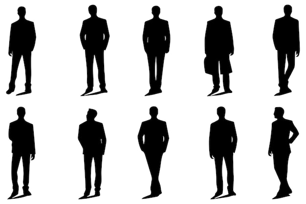 black silhouette group of man vector