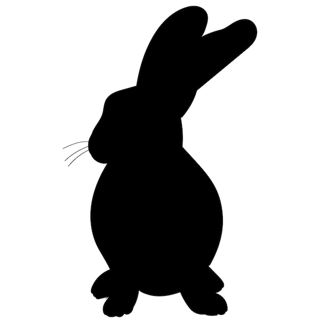 Black silhouette hare vector, isolated