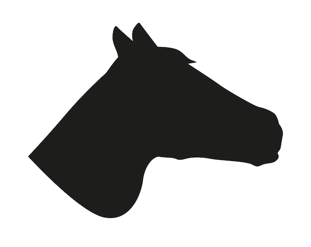 Vector black silhouette of a horse's head on a white background