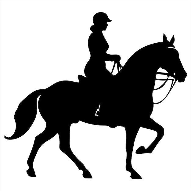 Vector a black silhouette horseback rider set