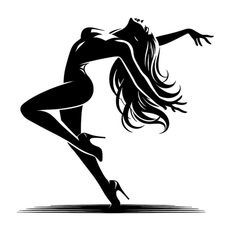 Vector black silhouette of jazz dancer vector