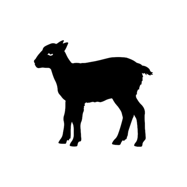 Vettore silhouette nera di un agnello vista laterale