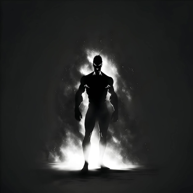 Black silhouette of a man on dark background