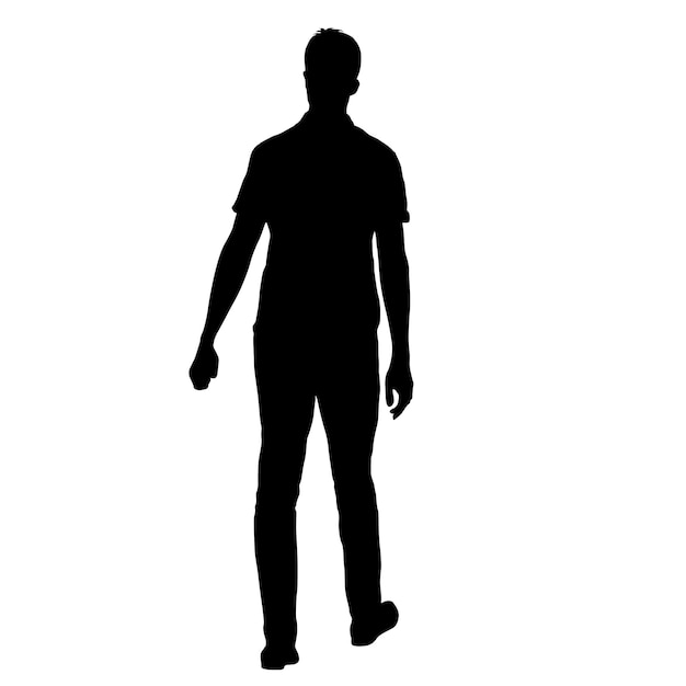 Black silhouette man standing people on white background