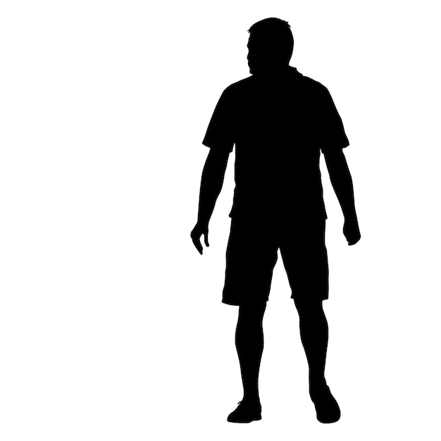 Black silhouette man standing people on white background