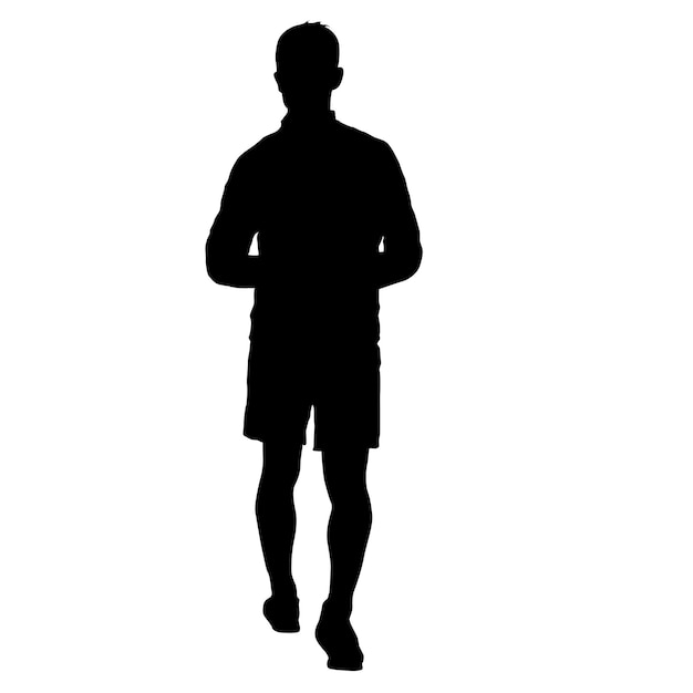 Black silhouette man standing people on white background