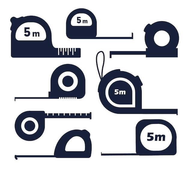 Black silhouette of measuring tape icon vector