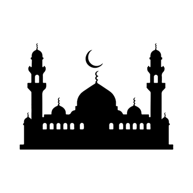 black silhouette of a mosque