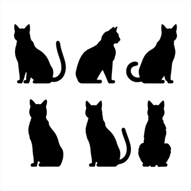 黒いシルエットのナラ猫セット