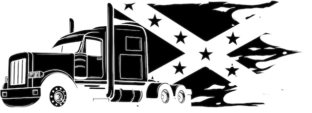 ベクトル 南軍の旗を掲げたサミトラックの黒いシルエット