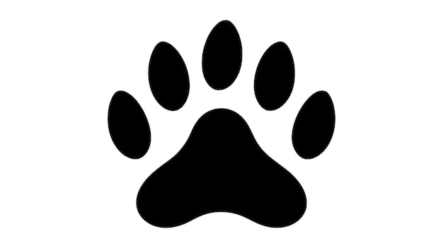 Black silhouette of a paw print isolated