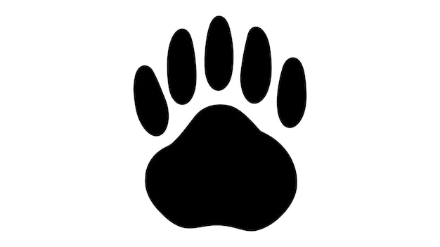 Vector black silhouette of a paw print isolated