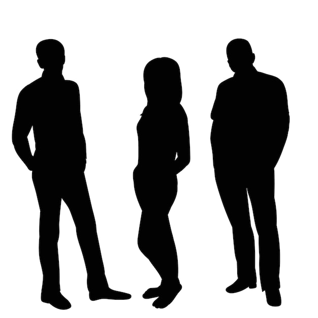 Vector black silhouette people are standing