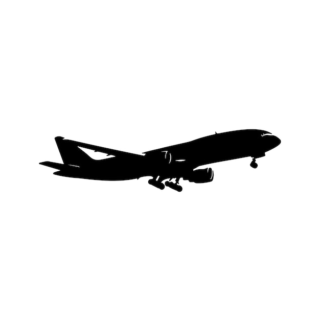 Vector black silhouette of a plane side view