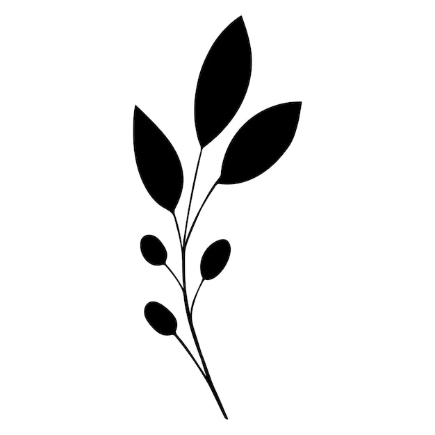 black silhouette of a plant isolated on a white background