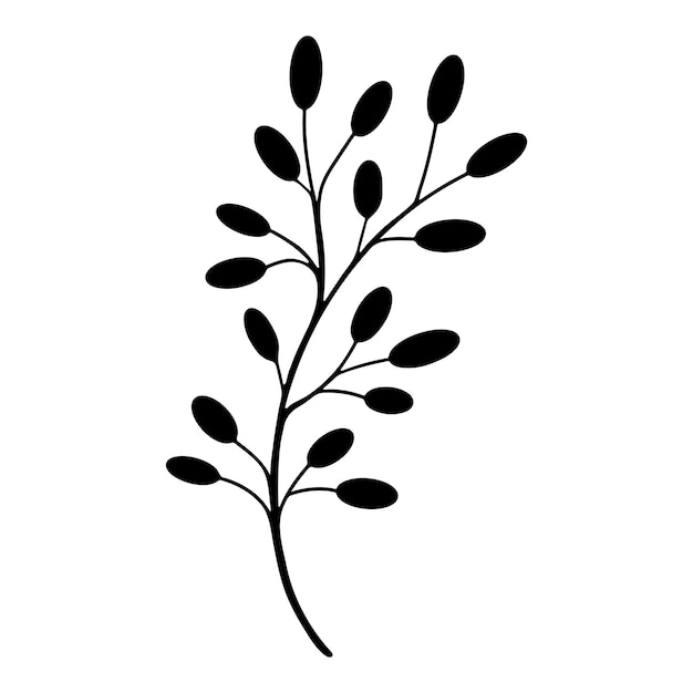 Vector black silhouette of a plant isolated on a white background