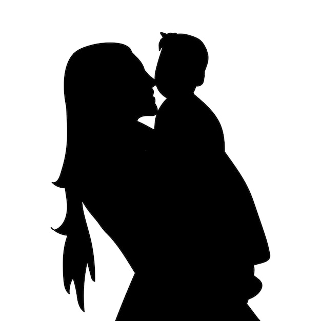 Black silhouette portrait parents and children