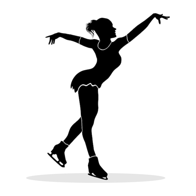 Black silhouette of professional female ice skater vector illustration