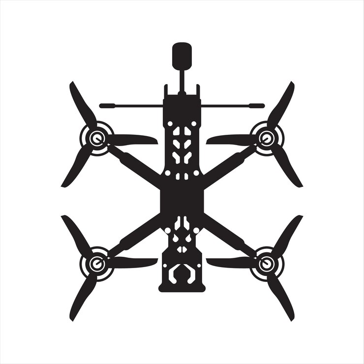 Vector black silhouette of a racing drone