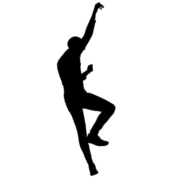 Vector black silhouette rock climber on white background