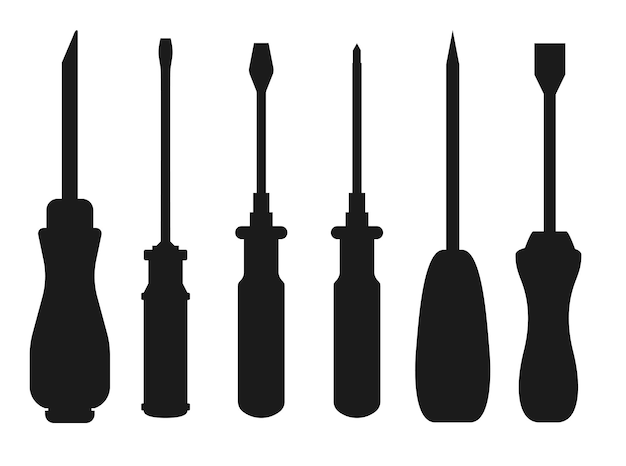 Black silhouette of Screwdriver Detail and Simple chisel Icon