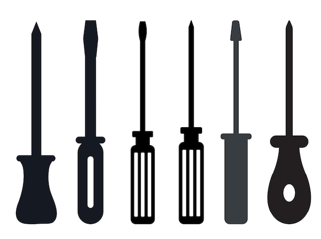 Black silhouette of Screwdriver Detail and Simple chisel Icon