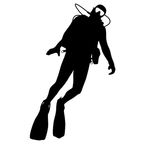 Black silhouette scuba divers Vector illustration