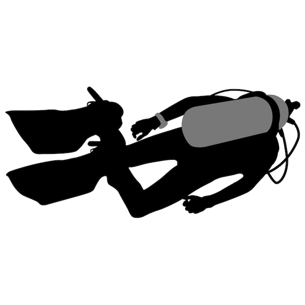 Vector black silhouette scuba divers vector illustration