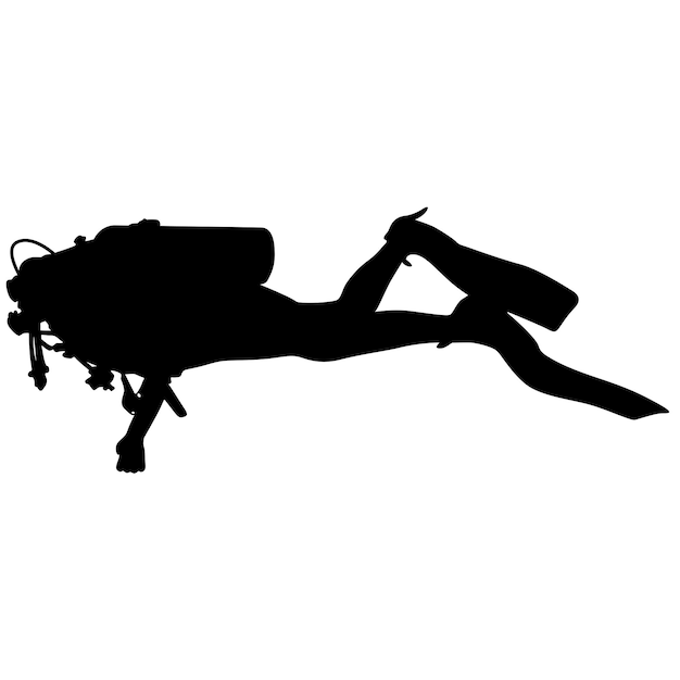 Vector black silhouette scuba divers vector illustration