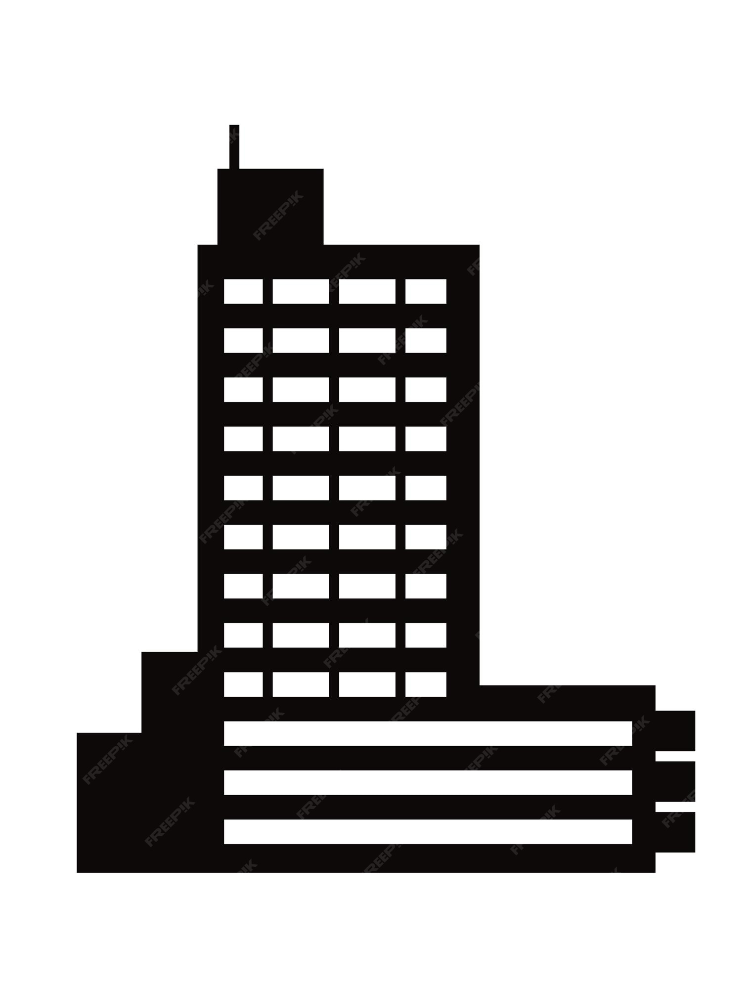 Premium Vector | Black silhouette single skyscraper construction building  for design