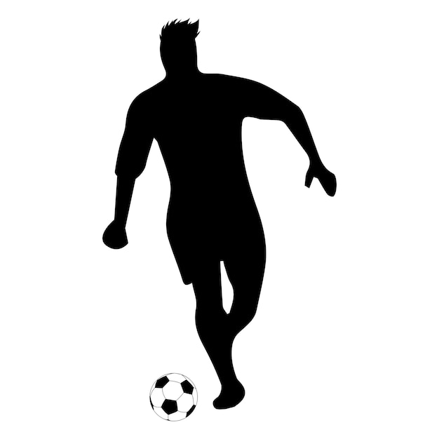 Vector black silhouette of a soccer player